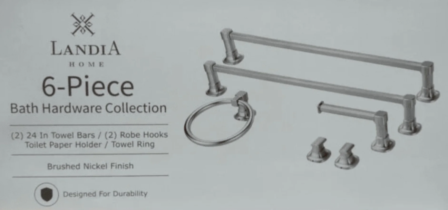 Landia Complete Bathroom Hardware Set - Modern Finish
