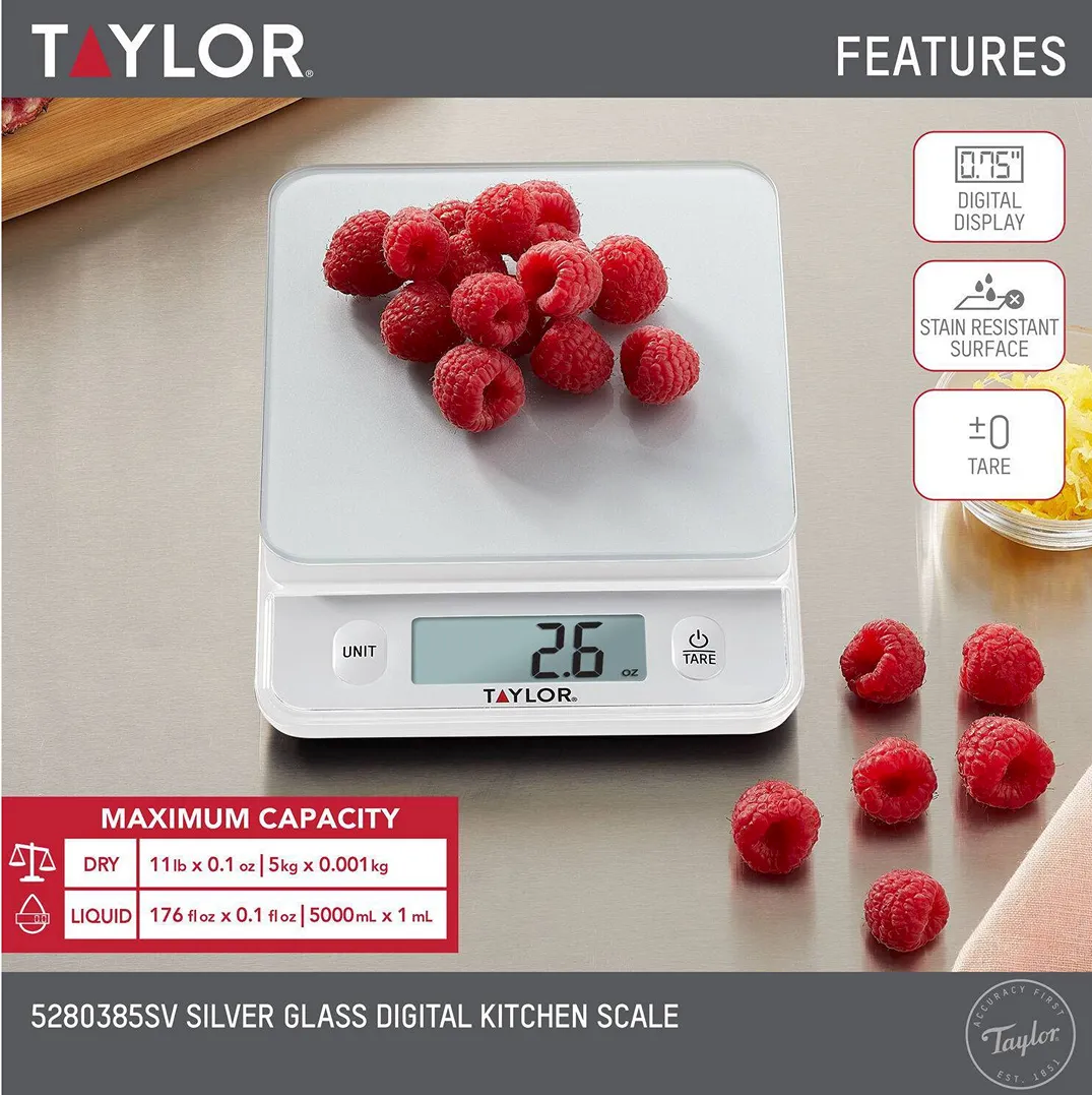 Taylor Digital Kitchen Glass-Top Scale - Silver
