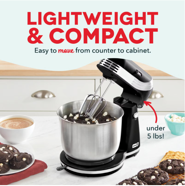 Dash Everyday 3-Qt. Stand Mixer – 250W, 6 Speeds
